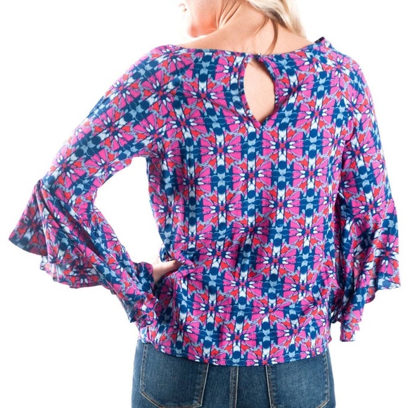 Eva flare sleeve blouse pink black & gray - Picture 3 of 3